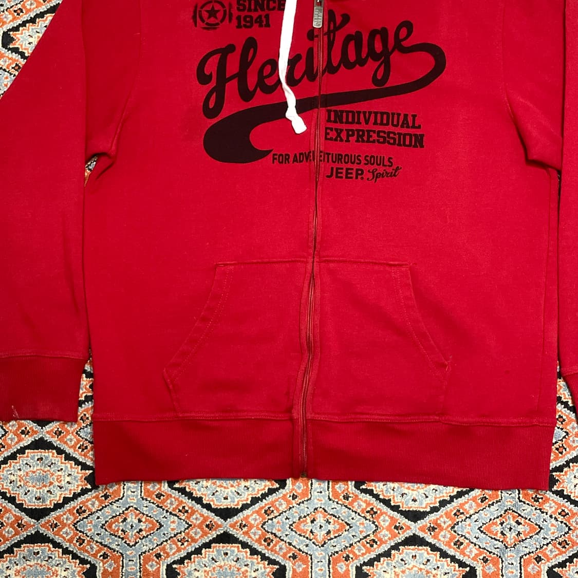 지프 헤리티지 스펠로고 레드 후드집업 남성L 상품이미지3