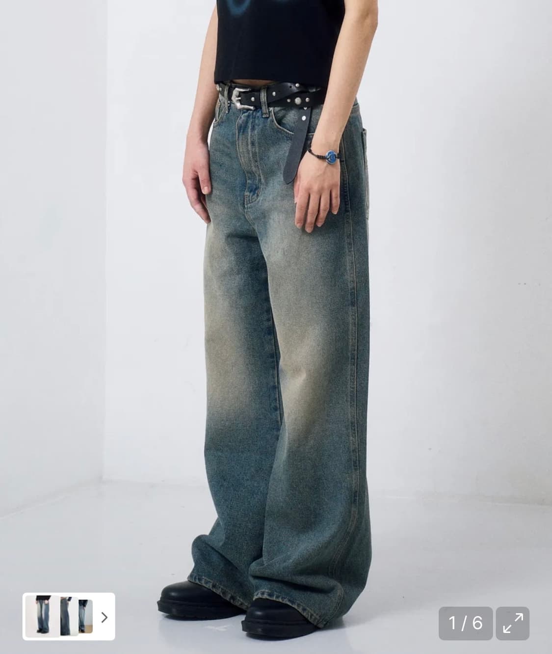 Needlework Denim Pants (Sand Blue) 상품이미지1