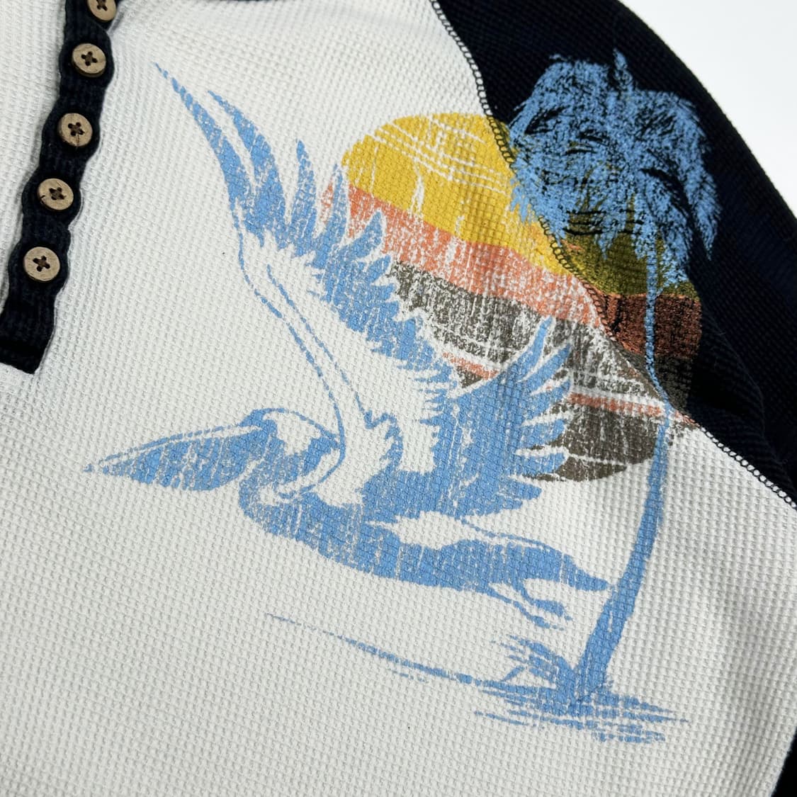 VTG 빈티지 그래픽 여성 와플 헨리넥 슬리브 여성L 상품이미지3