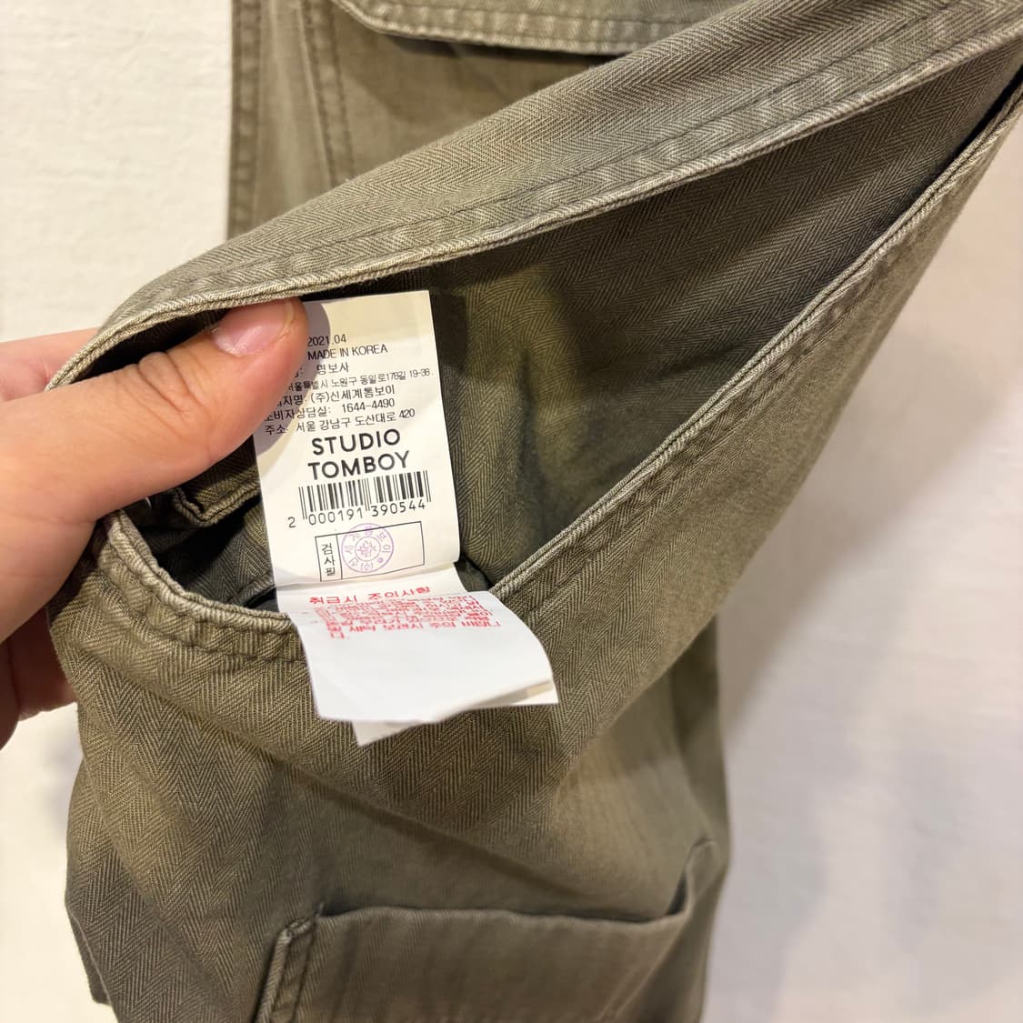 스튜디오톰보이 카키데님 숏 멜빵바지 점프수트 상품이미지5