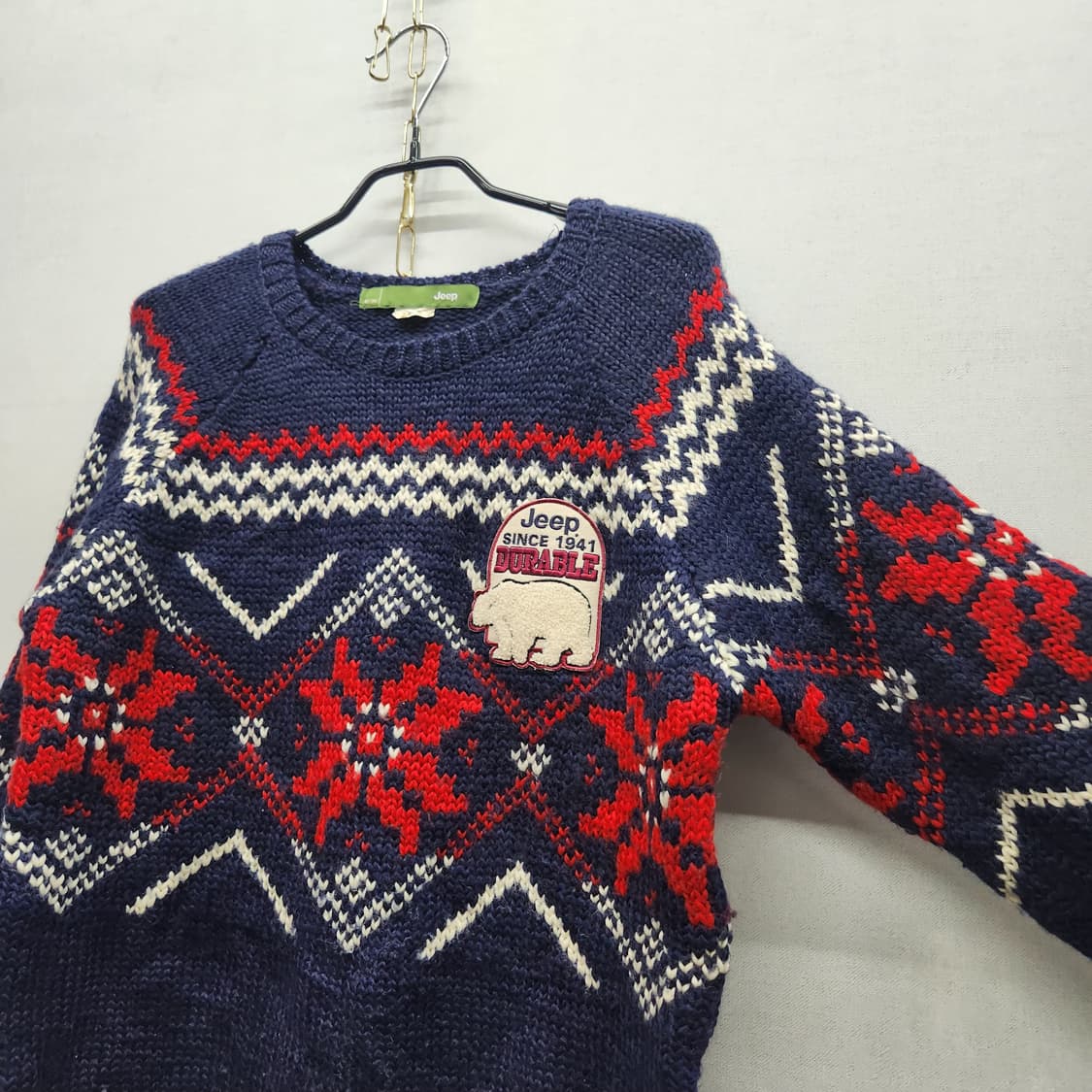 JEEP 지프 로고 자수 코위찬 니트 M(L)남여공용 상품이미지2