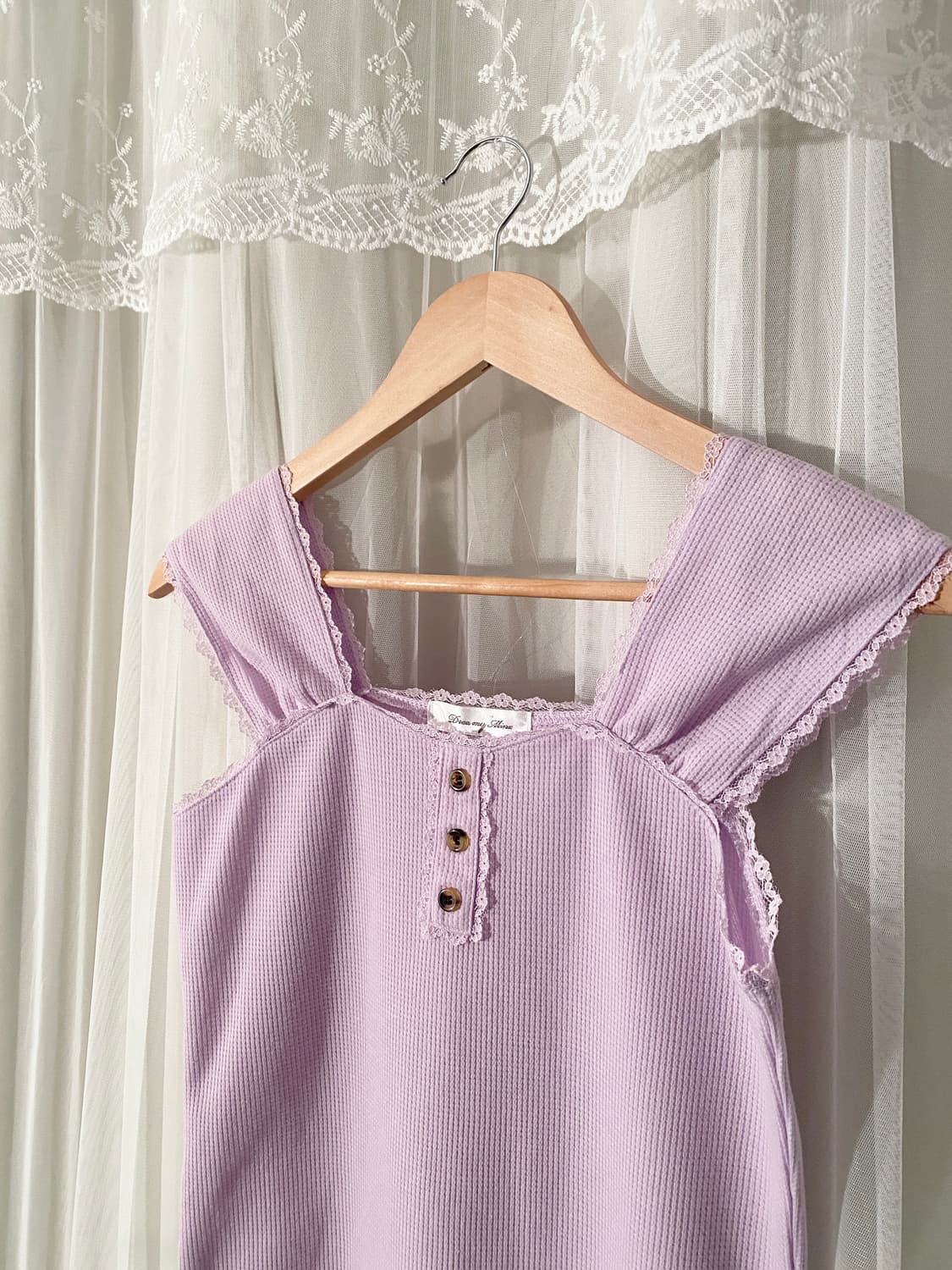 Pastel Lavender Lace Sleeveless Top 상품이미지2