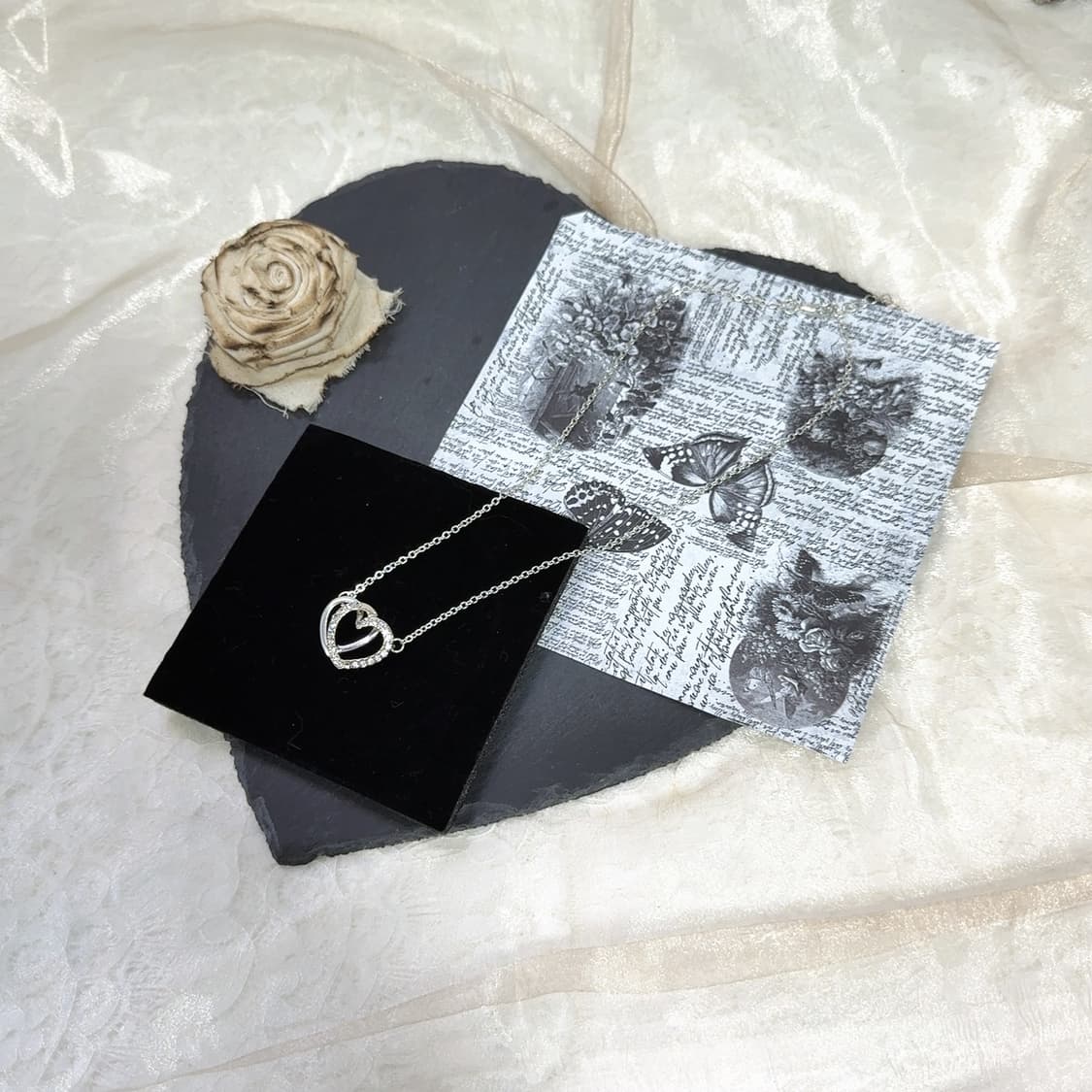 빈티지 하트 큐빅 목걸이 상품이미지2