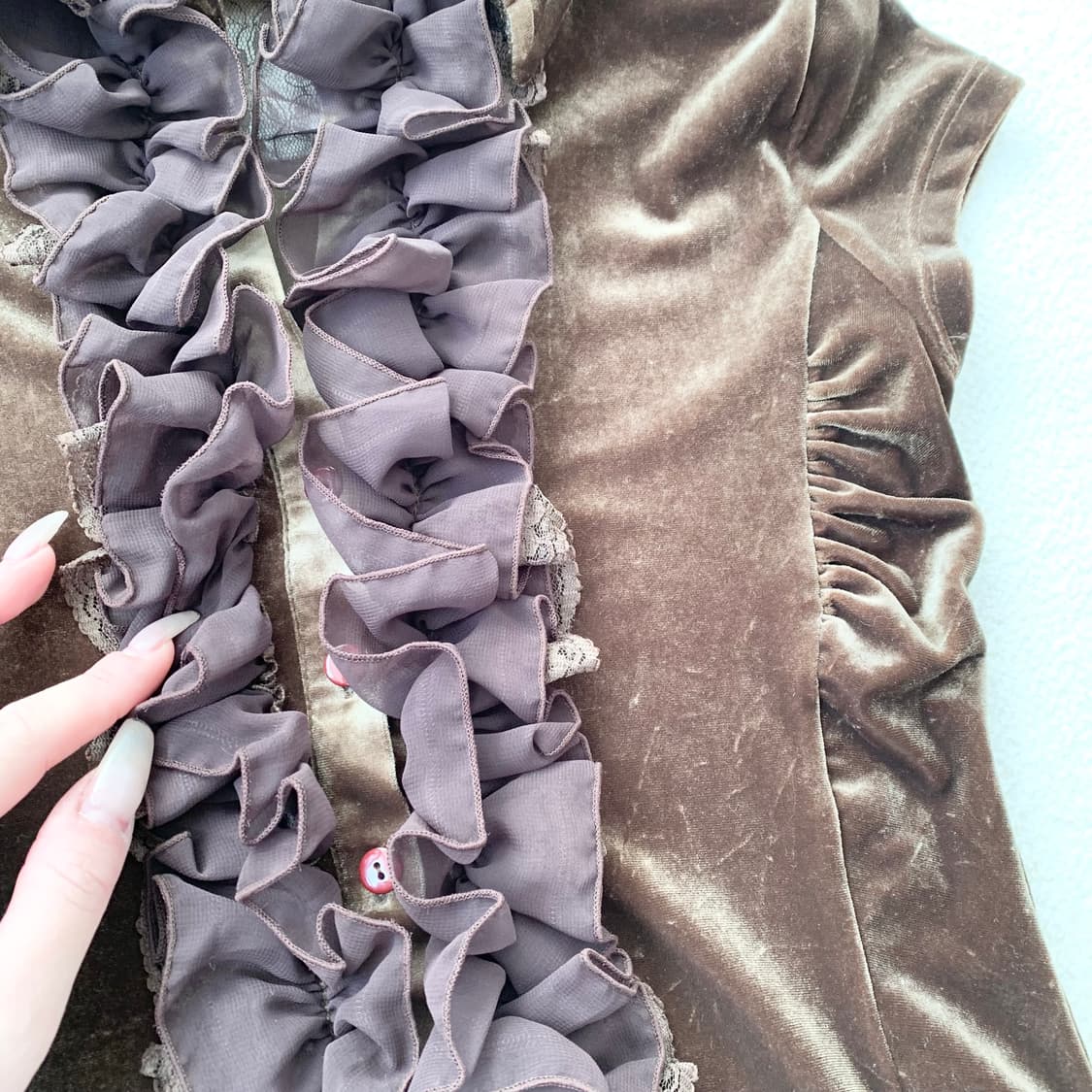 초콜릿벨벳 프릴 엔틱풍 로걀탑 상품이미지3