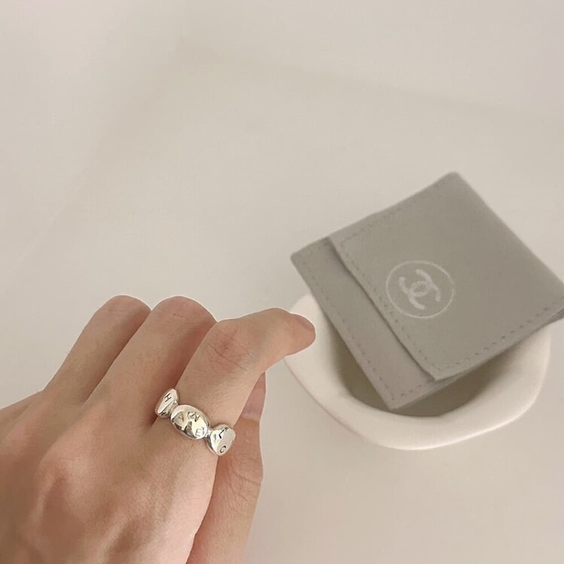 빈티지 샤넬 실버 카멜리아 반지 상품이미지6