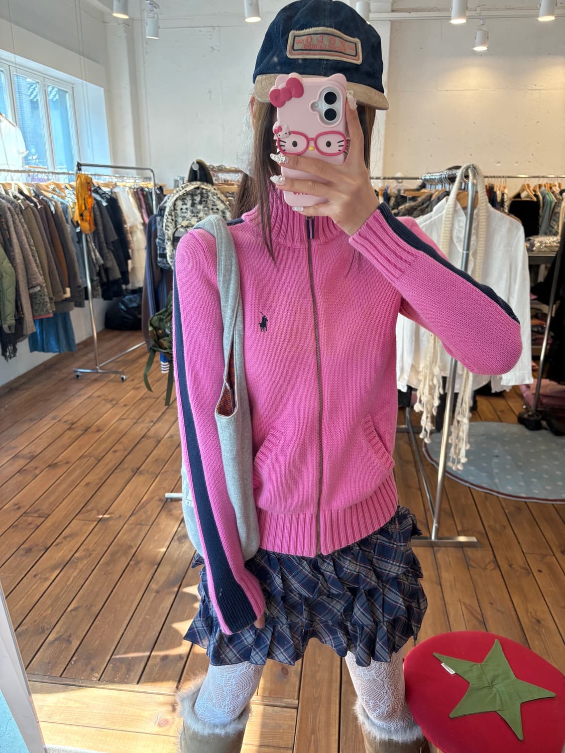 폴로 핑크 트랙 니트집업 상품이미지3