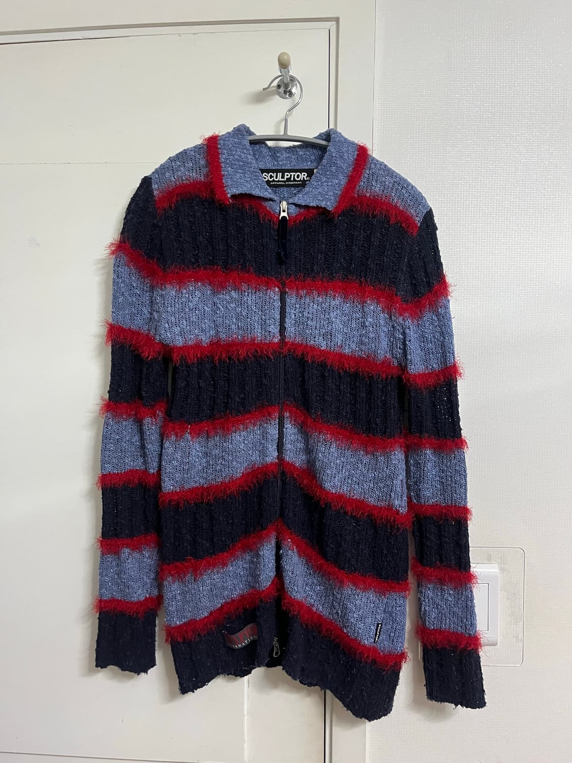 스컬프터 Mixed Yarn Collared Cardigan Blue 상품이미지2
