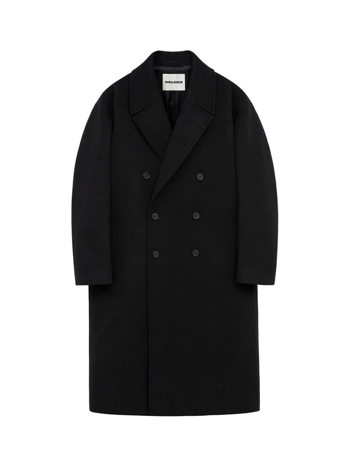 (M) 인사일런스 캐시미어 울 더블 롱 코트 블랙  상품이미지7