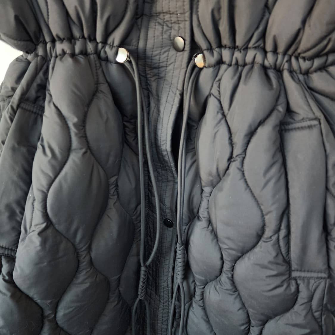 탱커스 누빔 후드 롱 조끼 블랙 패딩 상품이미지2