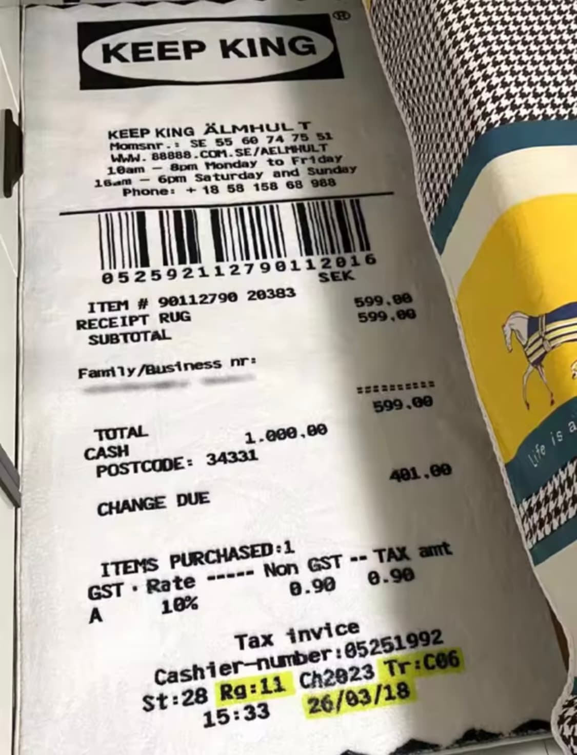 영수증 모양 거울 상품이미지1