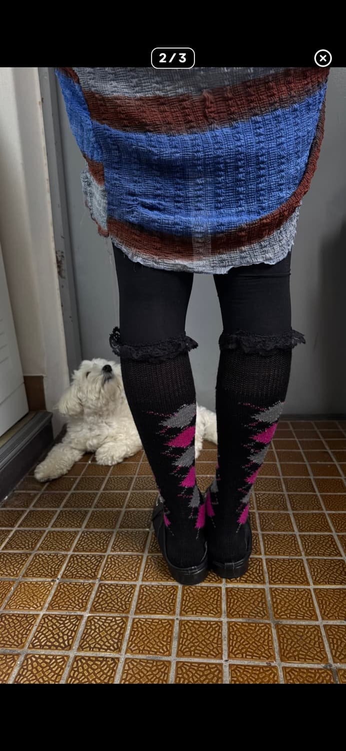 Comme des garcons 니삭스 프릴 아가일 포인트 타이즈 상품이미지2