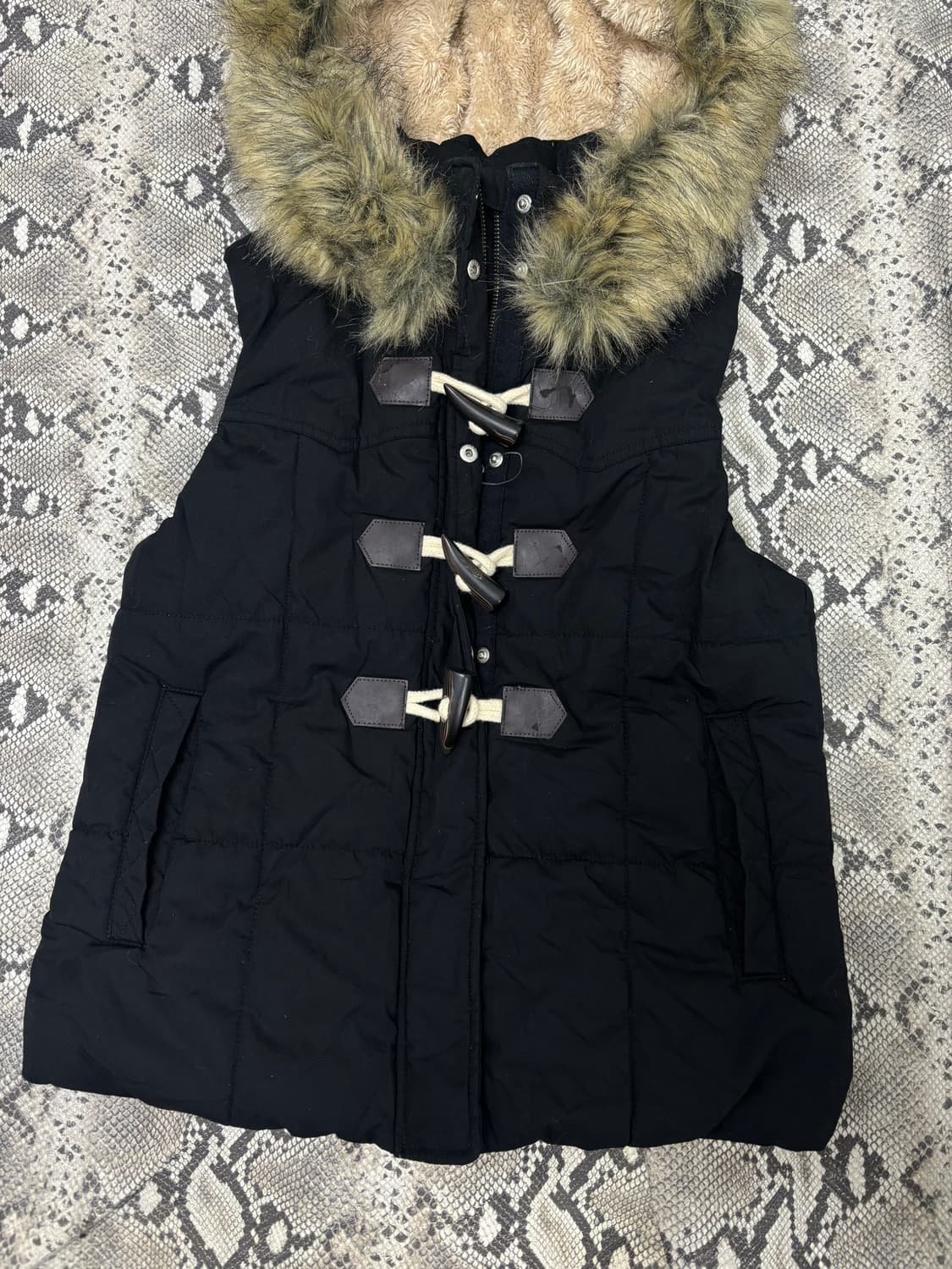 Y2K Fur Hoodie Navy Vest 상품이미지5