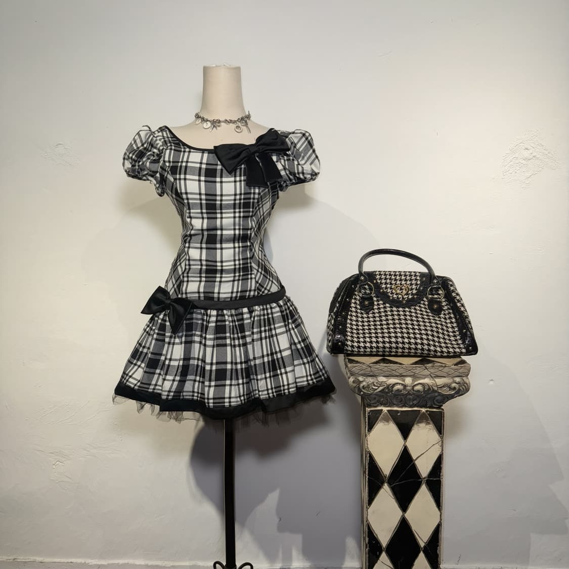 리본 퍼프 원피스 상품이미지1