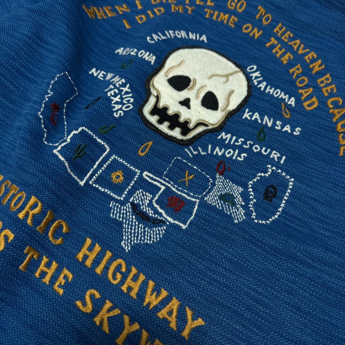 아비렉스(AVIREX) 블루 워시드 코튼 자수로고 하이넥 집업 자켓 상품이미지7