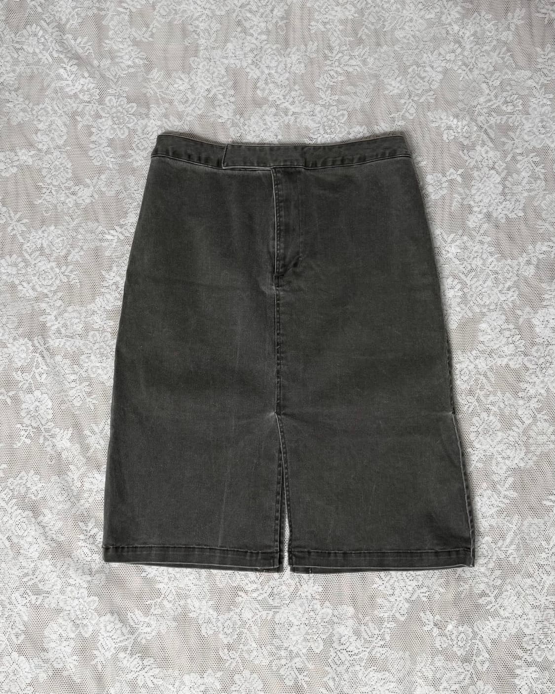 그레이 데님 슬릿 미디 스커트 상품이미지4