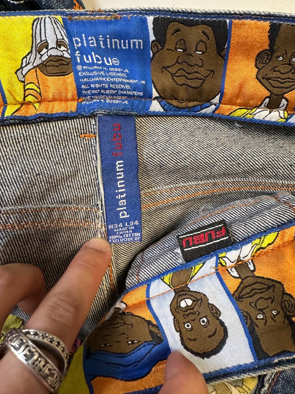 Platinum FUBU 팻 알버트 데님 팬츠 힙합 푸부 후부 배기진 상품이미지7