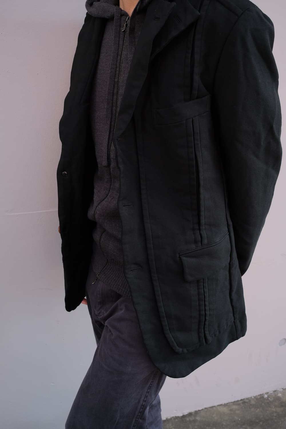 Double lapel shrunken poly tailored jack 상품이미지2