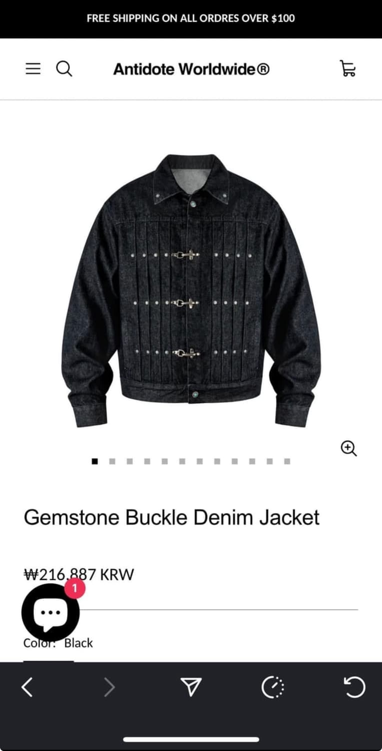 ANTIDOTE gemstone buckle denim jacket 상품이미지1