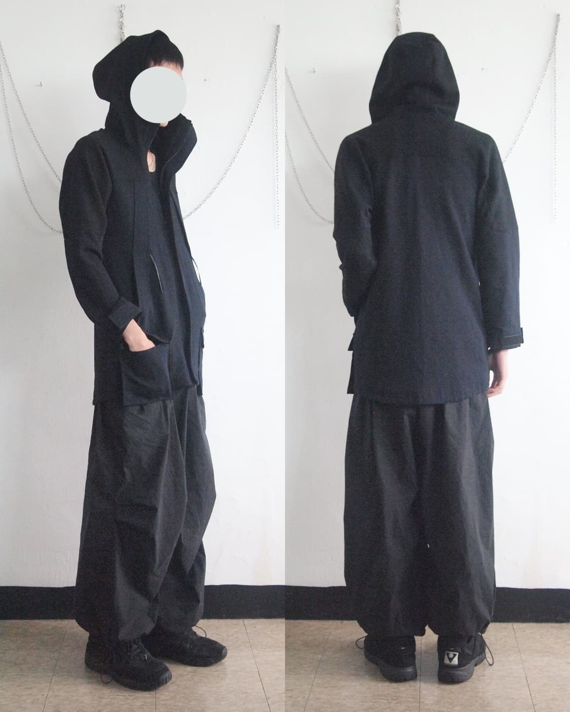 요지야마모토 후드 하이넥 울 코트 상품이미지1