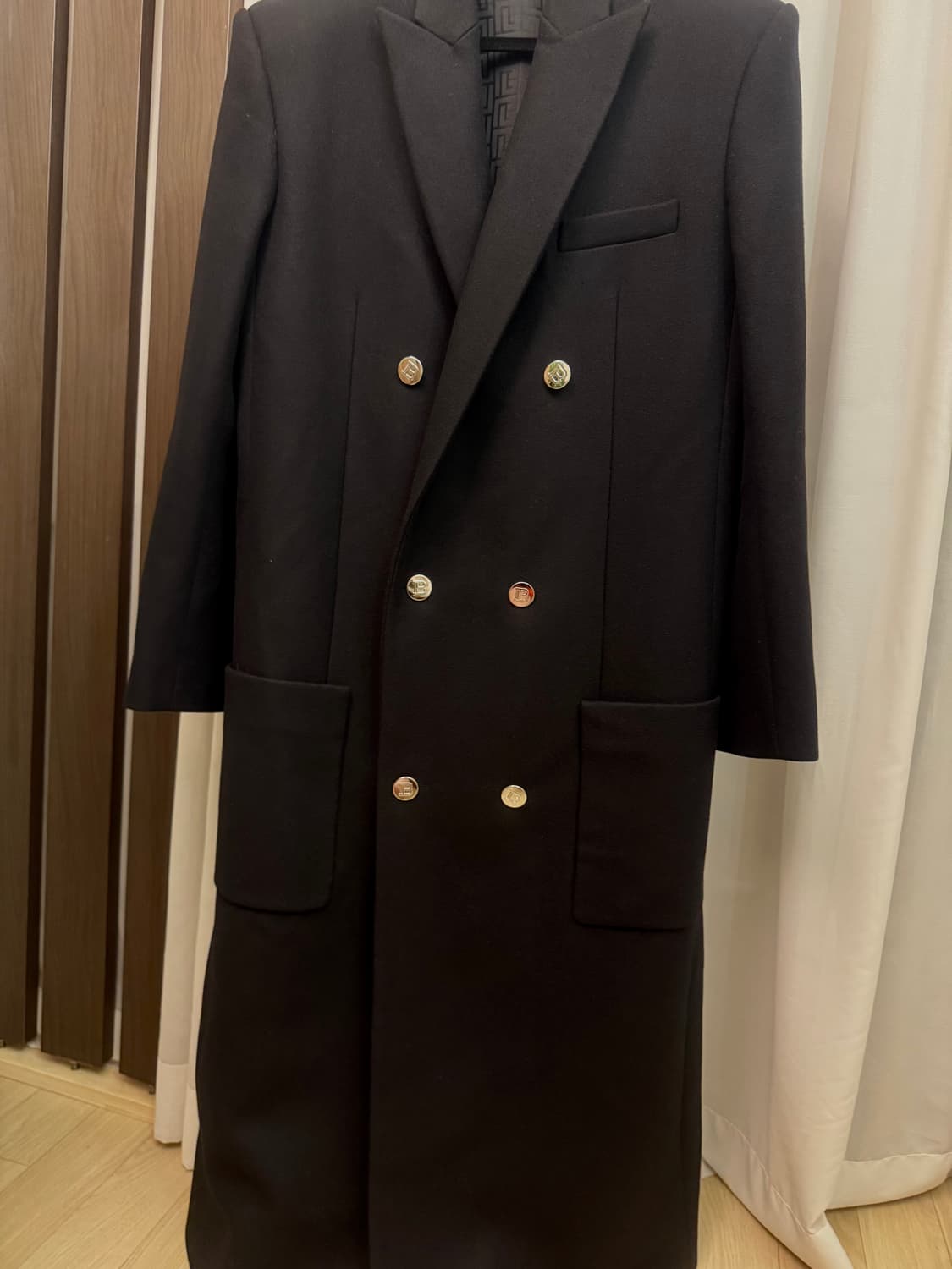 balmain 발망 남성 더블 브레스드 오버핏 버진울 코트 상품이미지3