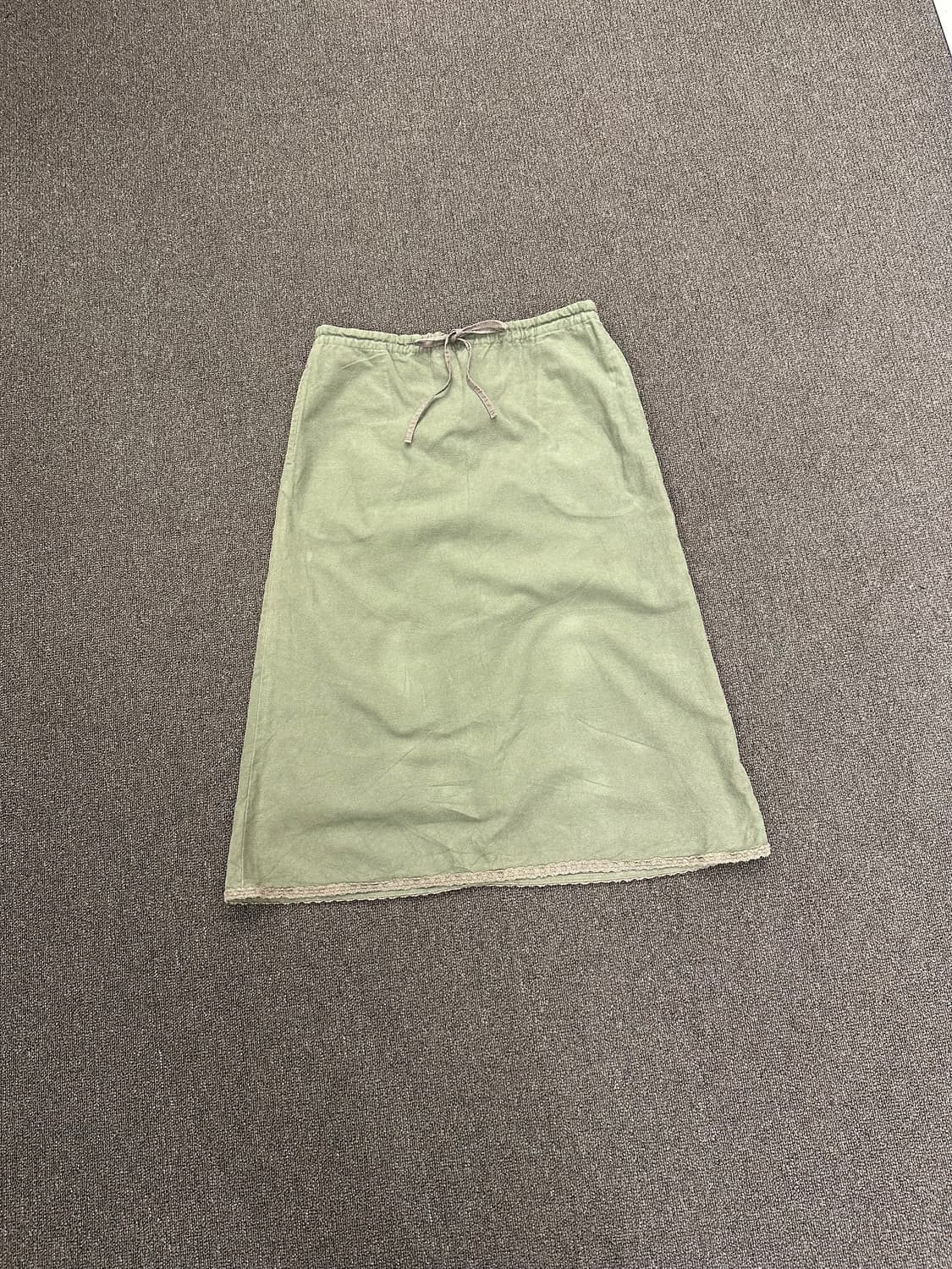 L)Japanese vintage 포켓 카키 밴딩 미디 스커트 상품이미지3