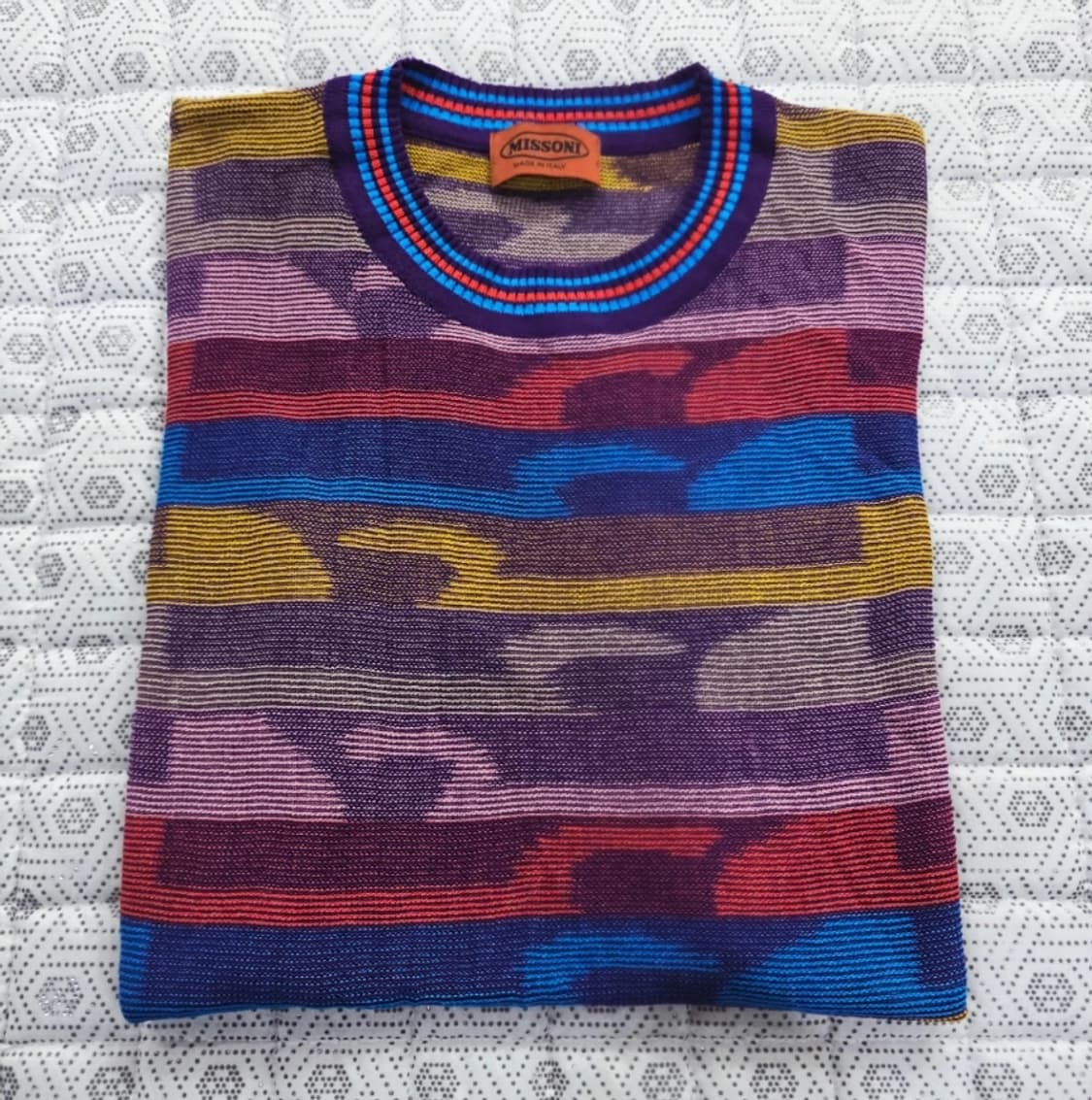 미쏘니 멀티컬러 스트라이프 반팔 니트 ~55 상품이미지4