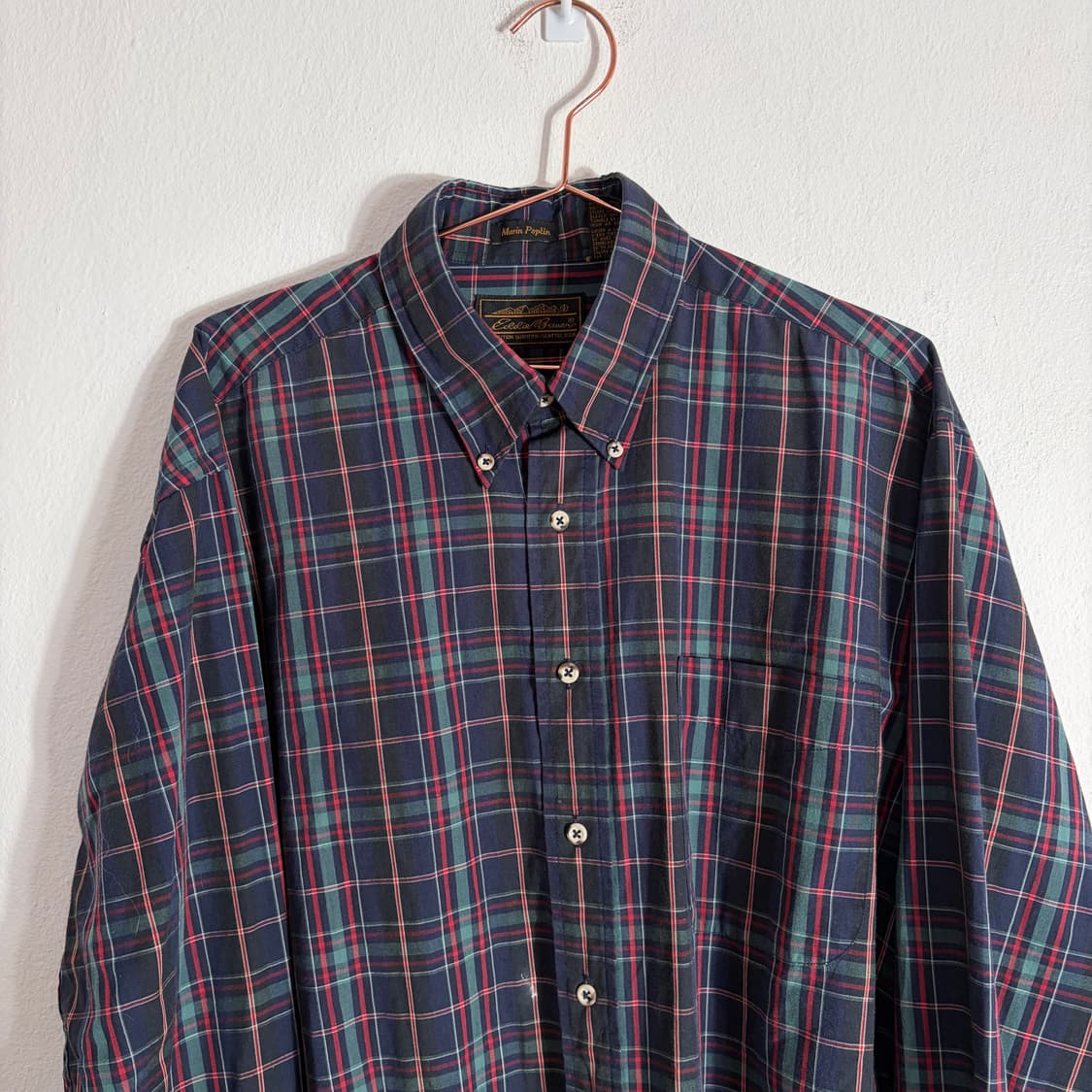 90s 에디바우어 헤비 코튼 체크 셔츠 (L) 상품이미지3