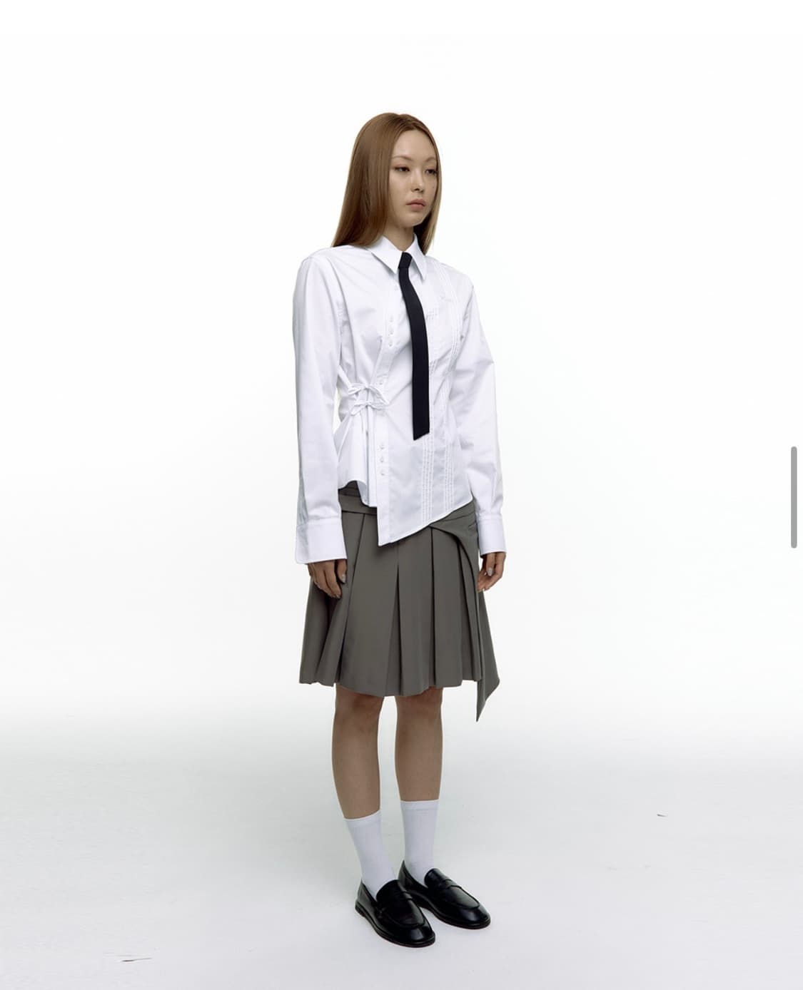 카시코 핀턱 프레피 셔츠 타이 세트 상품이미지4