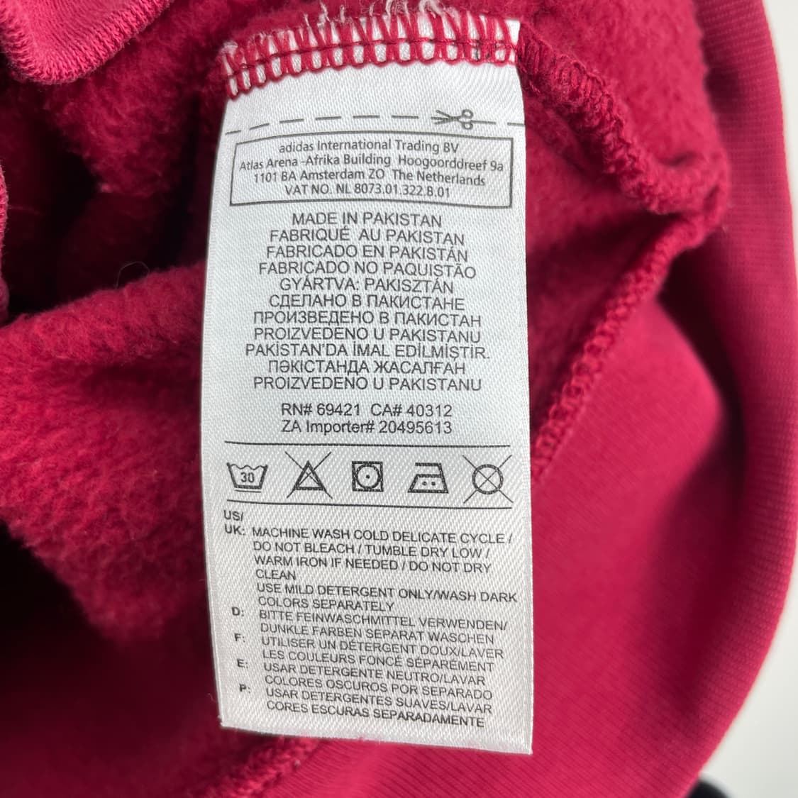 리복 빈티지 기모 후드집업 버건디 M 상품이미지6