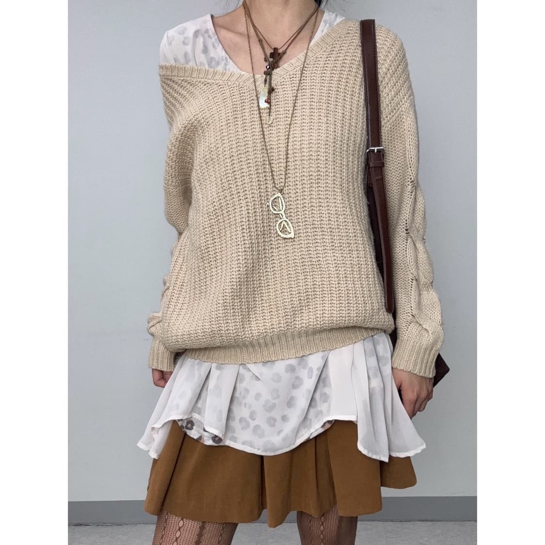 빈티지 레오파드 베이지 원피스 상품이미지4