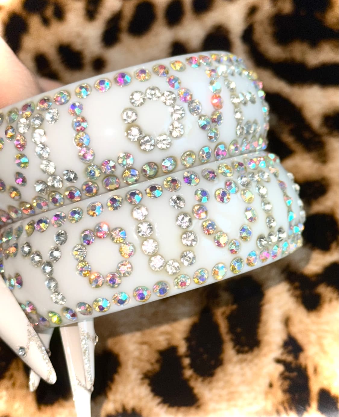 I LoVE YoU♡ 갸루 화이트 큐빅 뱅글 팔찌 상품이미지3