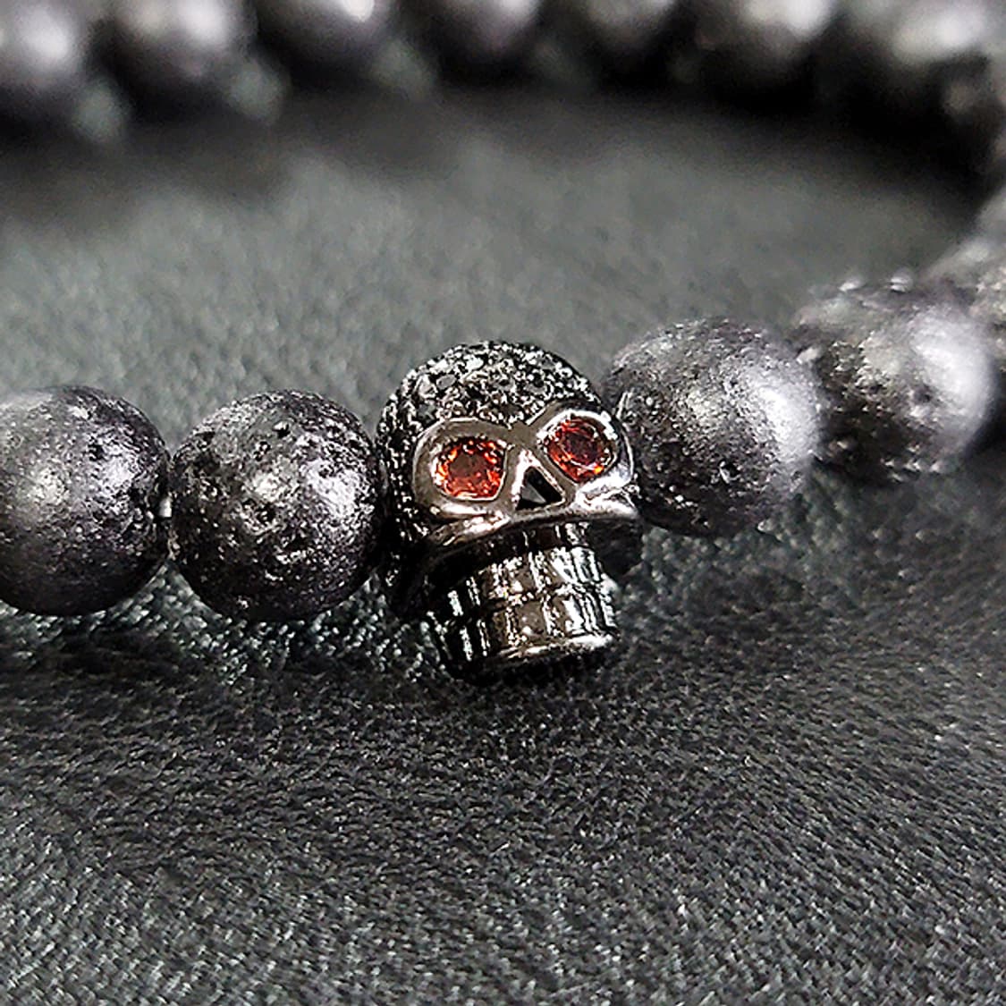 Nightjaw 바솔트 8mm 남자 빈티지 비즈 해골 원석 팔찌 상품이미지3