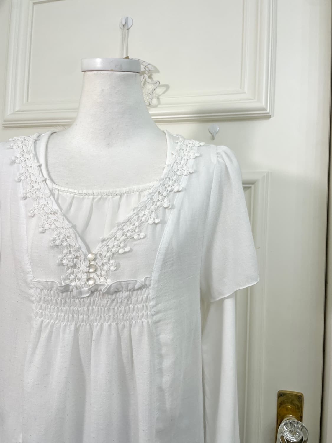 white lace point puff blouse&beads shirr 상품이미지7