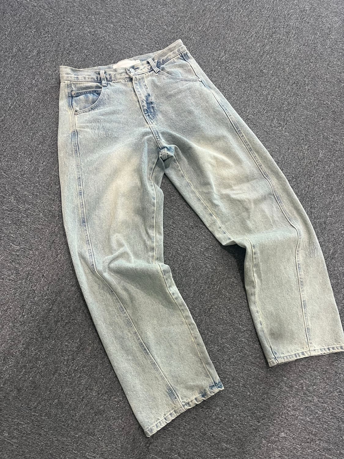 세컨모놀로그 커브드 연청 와이드 데님 팬츠 30 상품이미지1