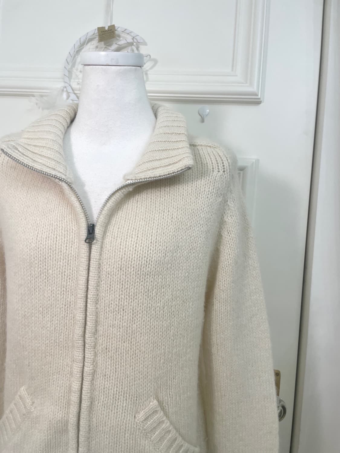ivory basic wool collar zip pocket cardi 상품이미지7
