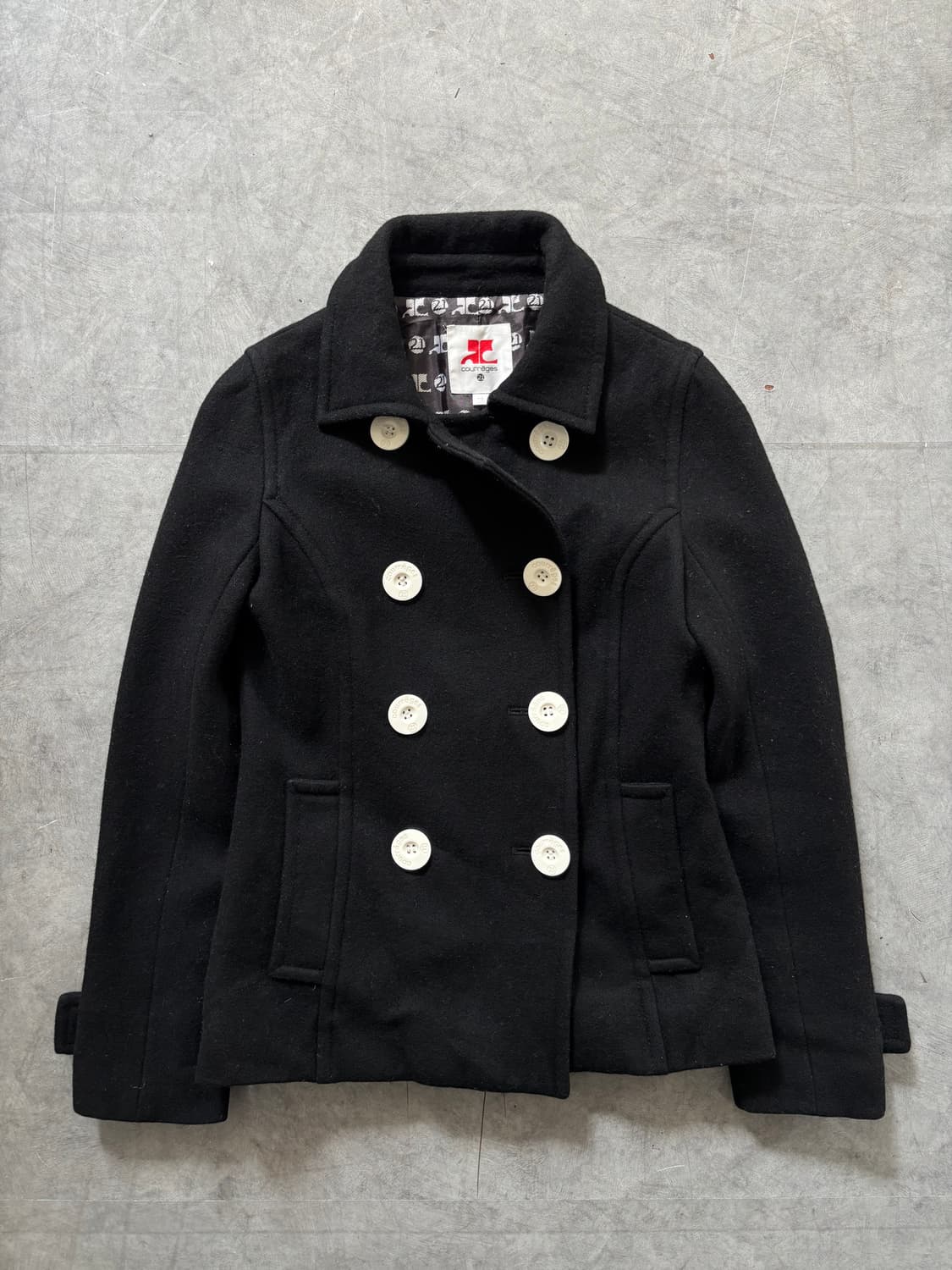 Courreges 꾸레쥬 블랙 더블 피코트  상품이미지4