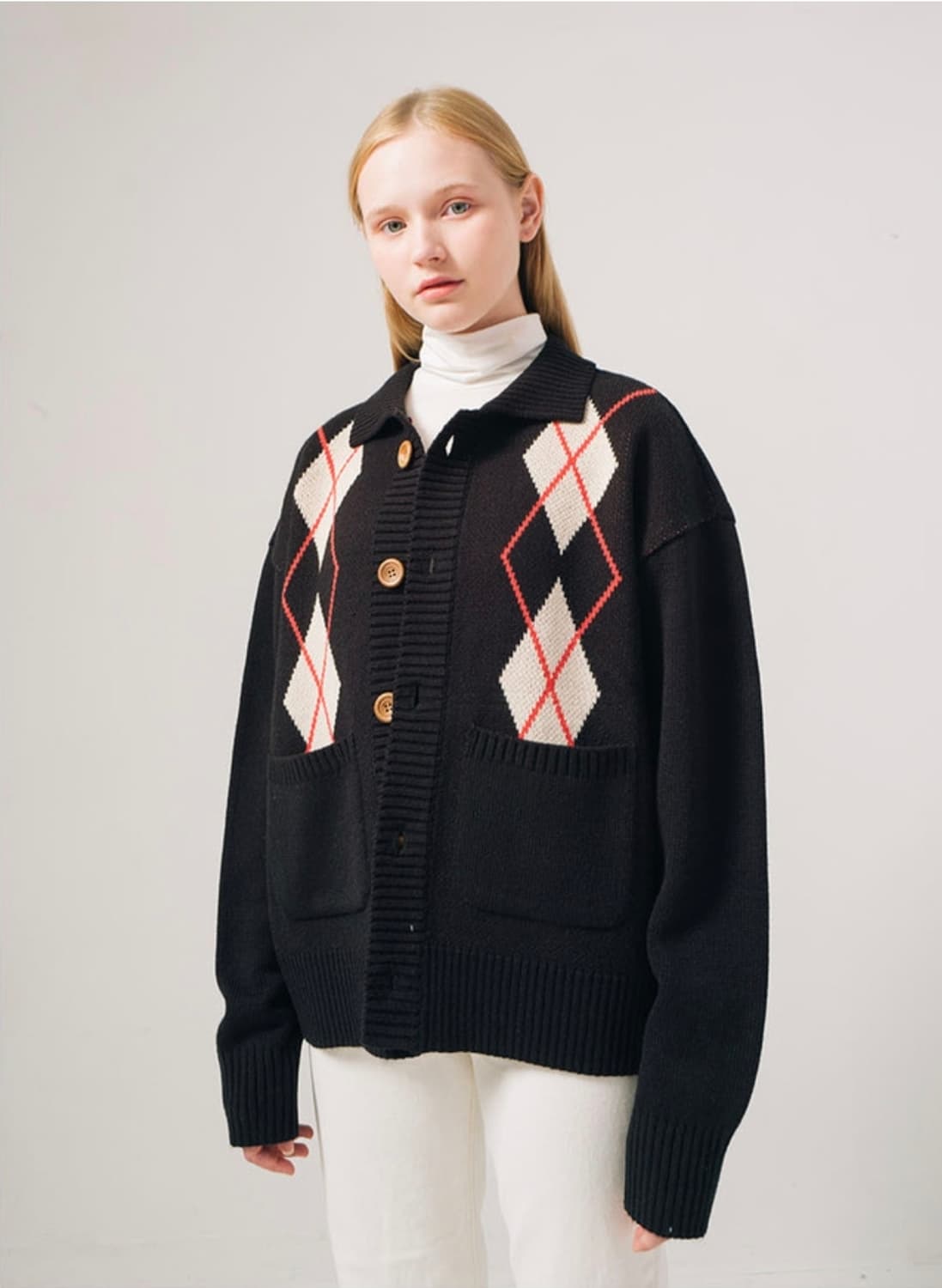 (F)메인부스 공용 아가일 니트 가디건 상품이미지1