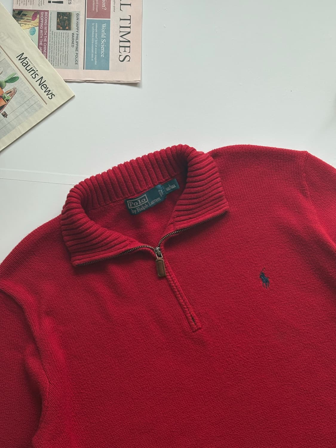 Polo 폴로랄프로렌 레드 하프 집업 상품이미지3