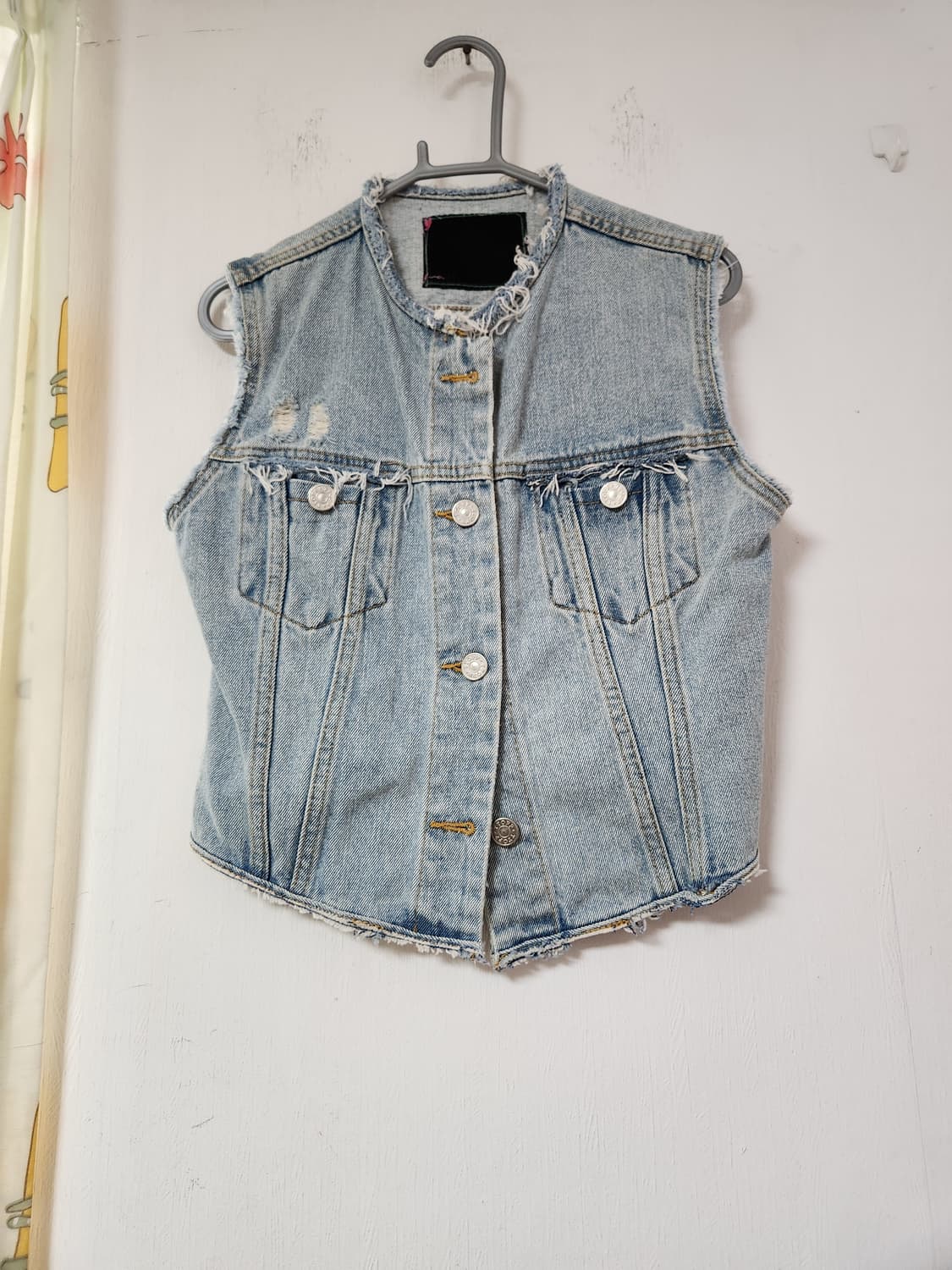 청 데님 빈티지 조끼 베스트 S 상품이미지1