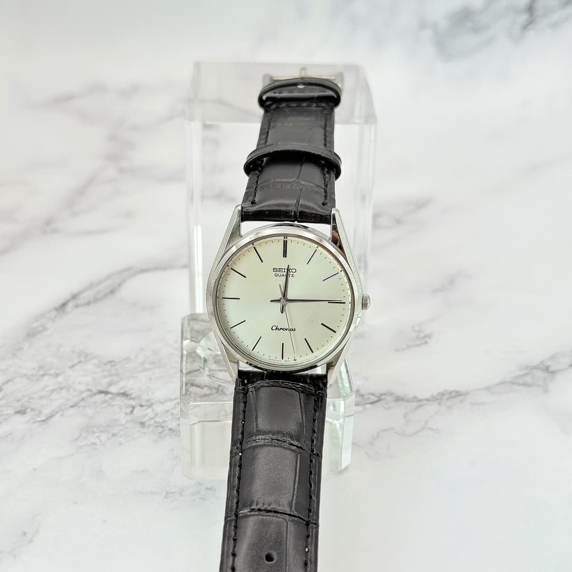 70s80s 빈티지 세이코 크로노스 실버 썬레이 드레스 워치 상품이미지2