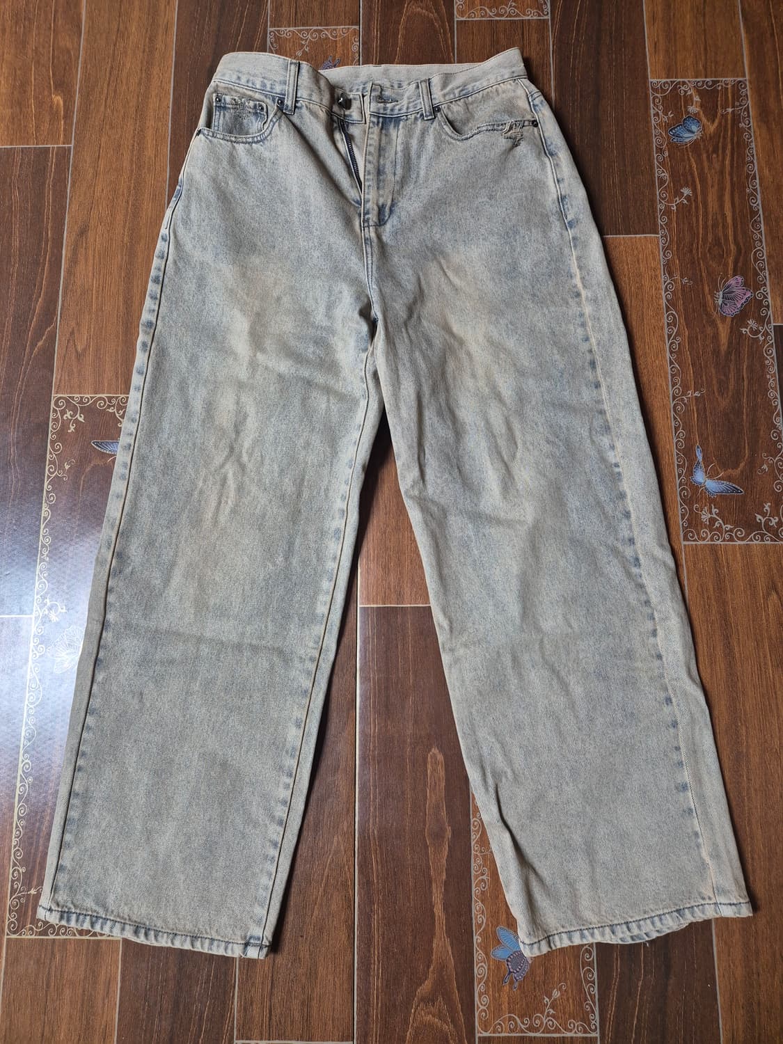 [50]노이어 더티워싱 와이드 데님 팬츠 더스티그레이 상품이미지1