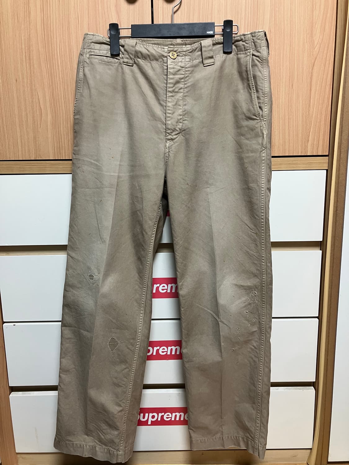 [2] 24aw 비즈빔 와이드치노 크래쉬 베이지 상품이미지1