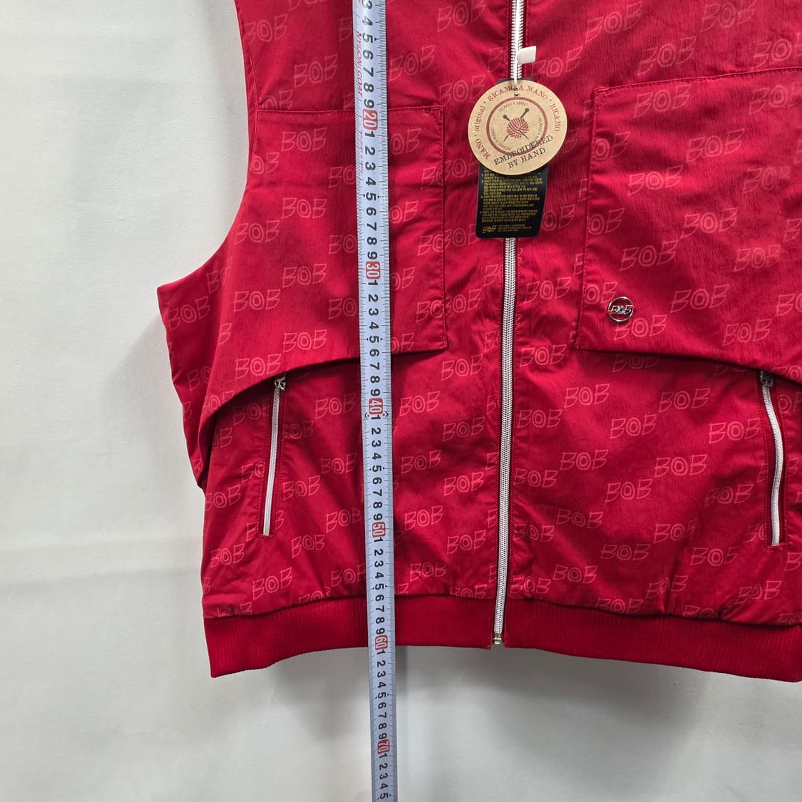0788[BOB] 레드 패턴 후드 조끼 XL 상품이미지4