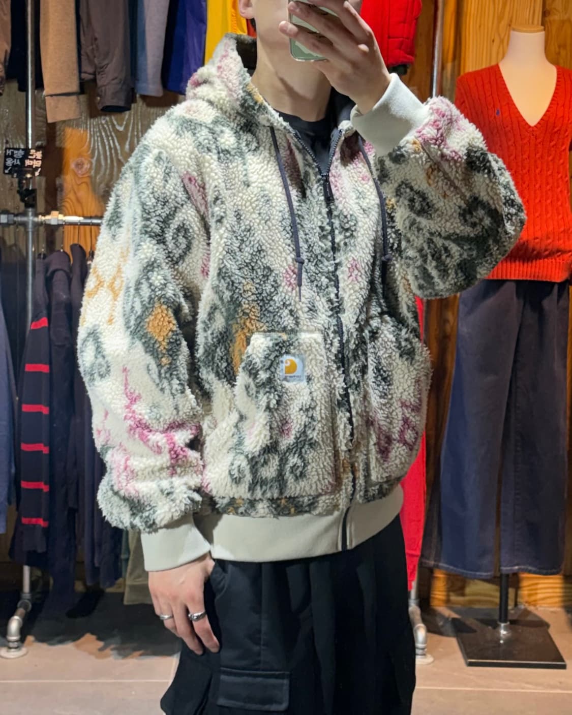 L 칼하트 WIP 프렌티스 사이프러스 바루 자카드 후디 플리스 상품이미지1