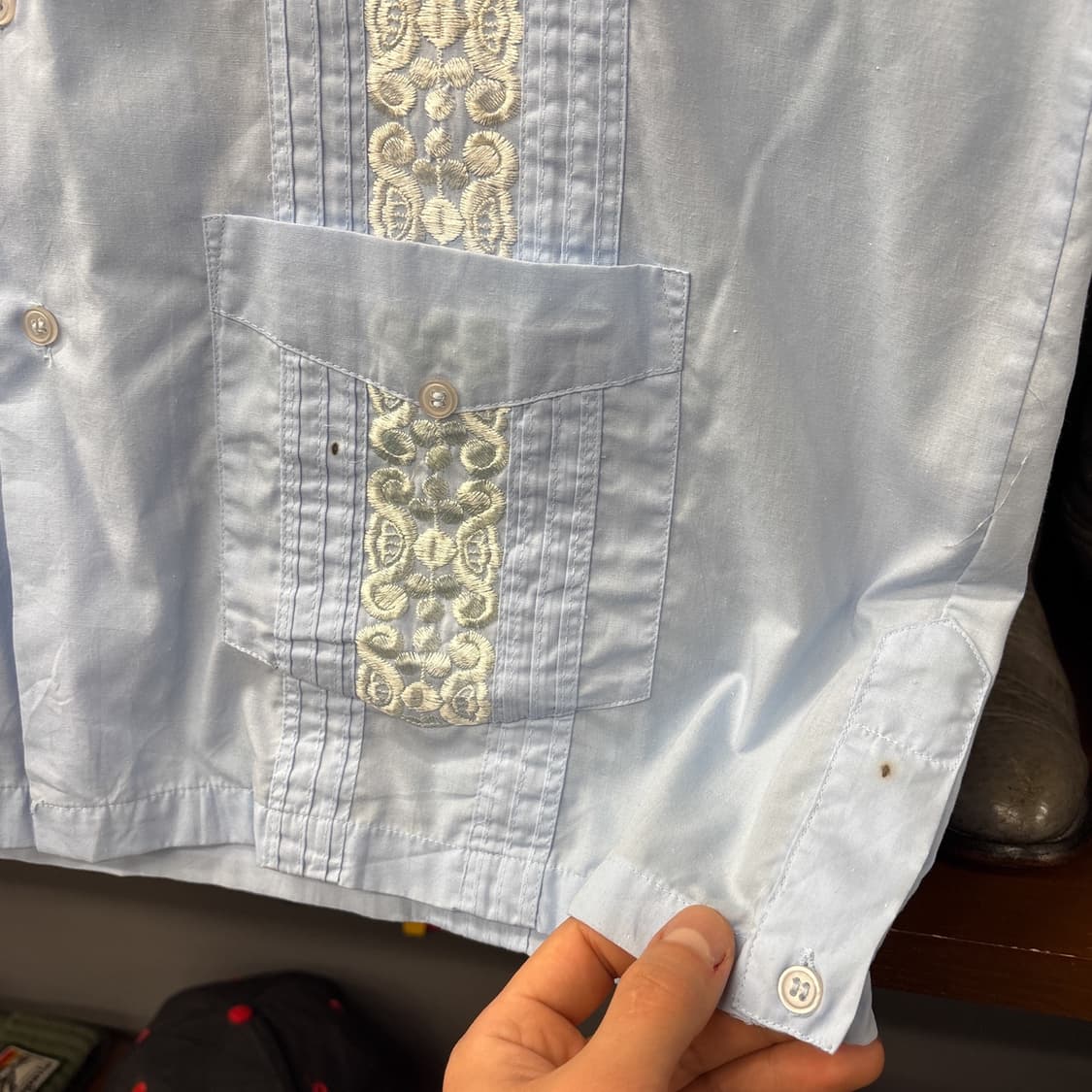 70~80s 르네드프랑스 엠브로이드 레이스 구아야베라 쿠바셔츠 N1245 상품이미지7