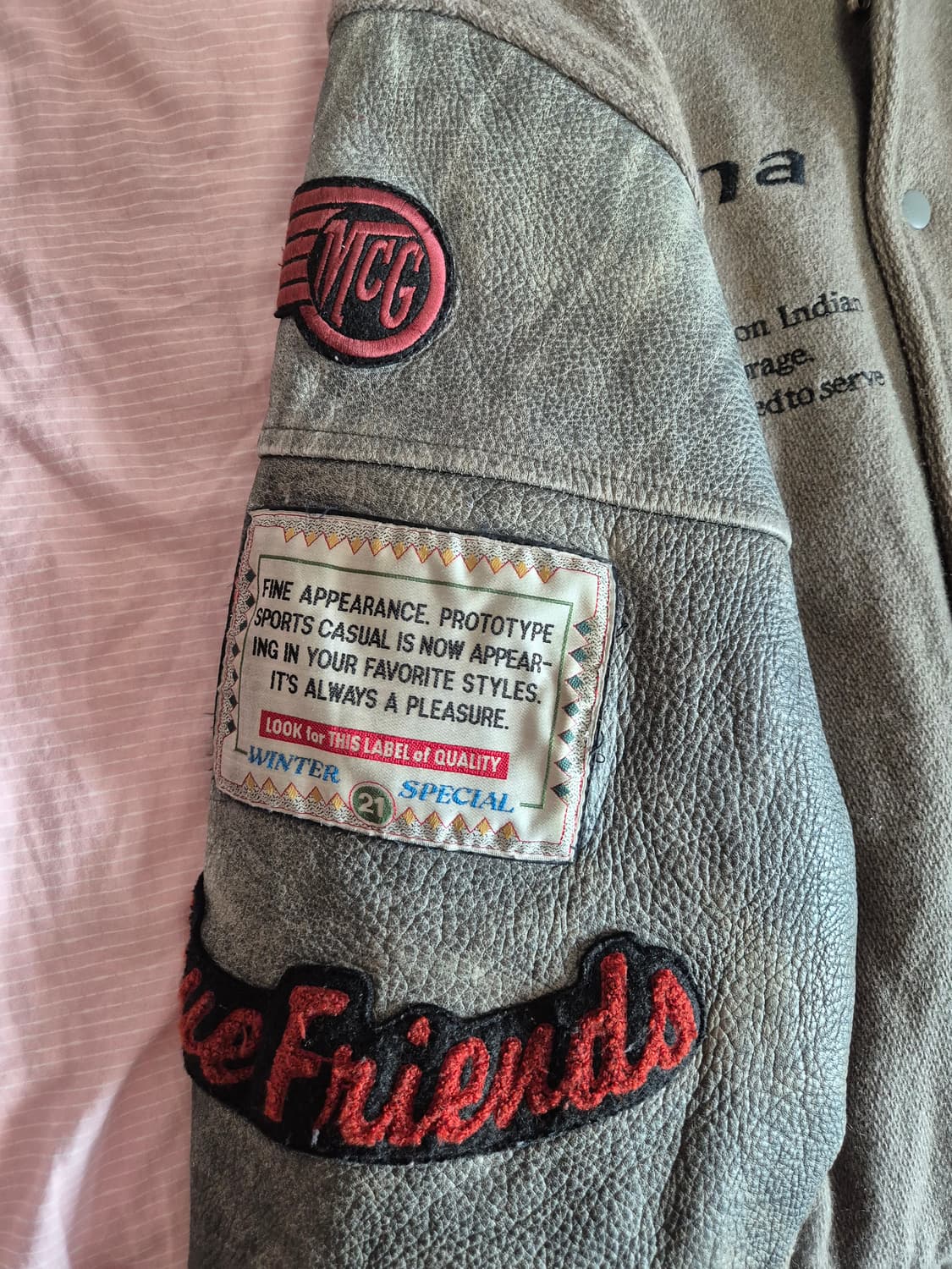 90s 맥그리거 나바호 레더 바시티 자켓 L 상품이미지6