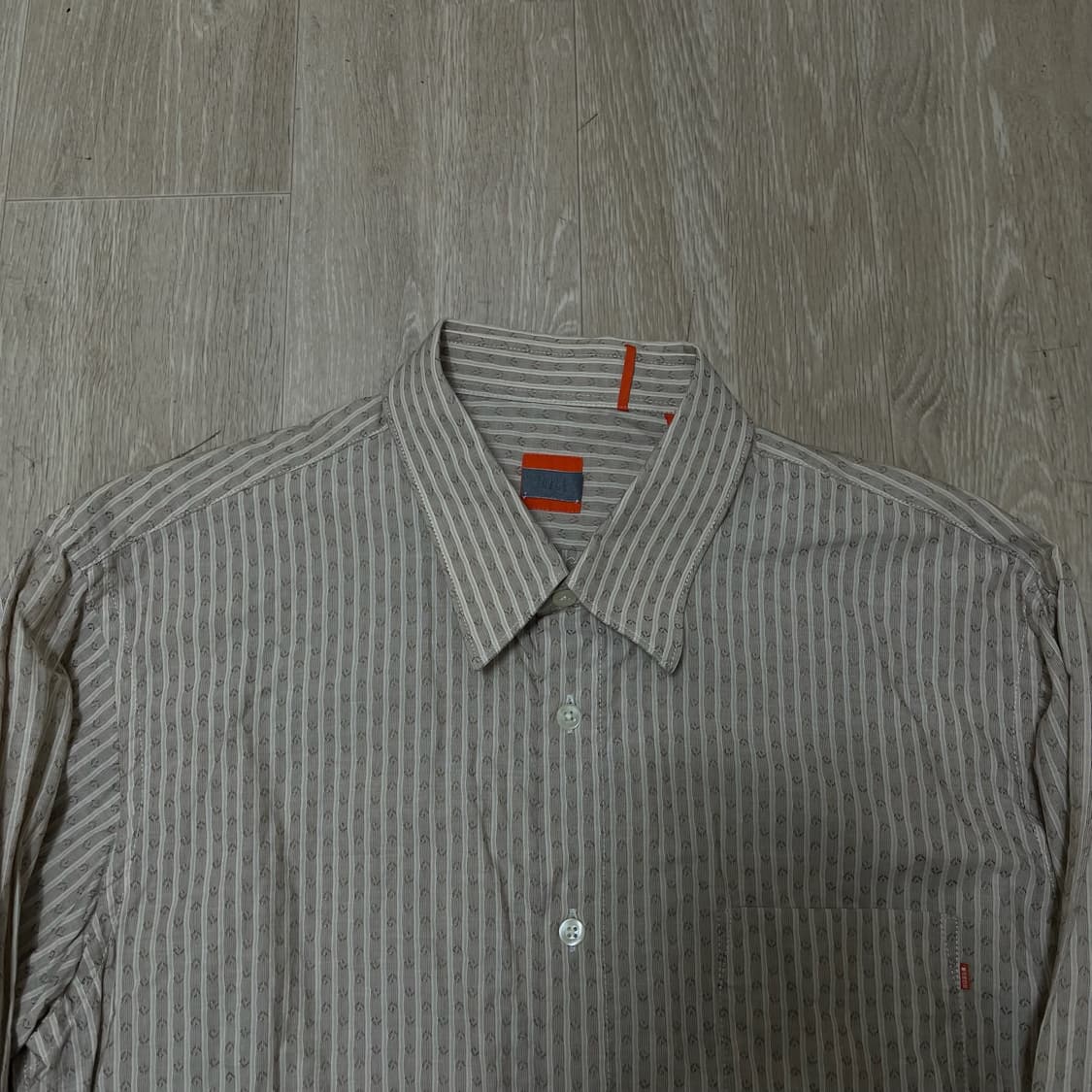 휴고 보스 오렌지 라벨 스트라이프 포켓 긴팔셔츠 [베이지] L/100 상품이미지2