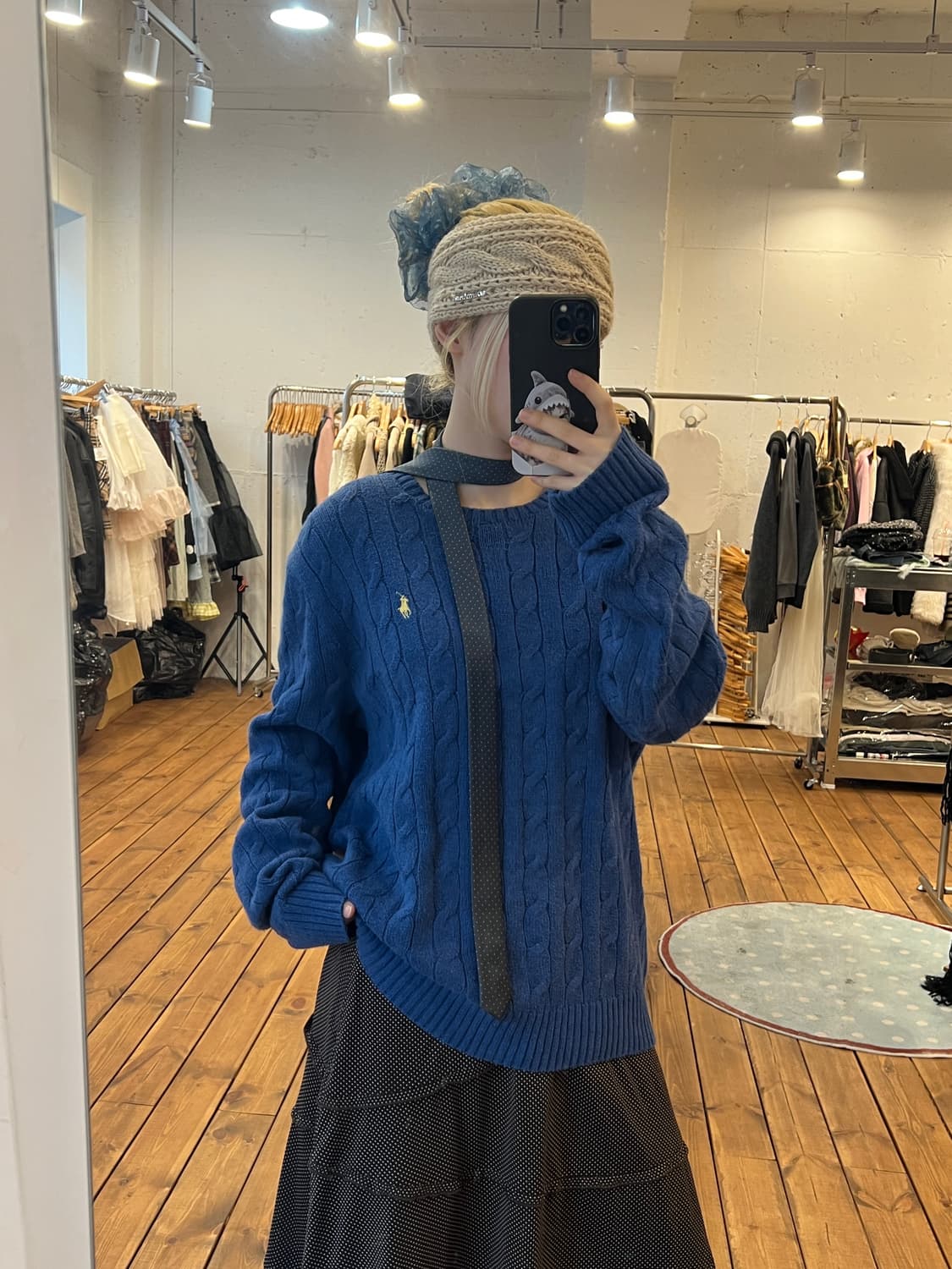 폴로 블루 꽈배기 니트 상품이미지4