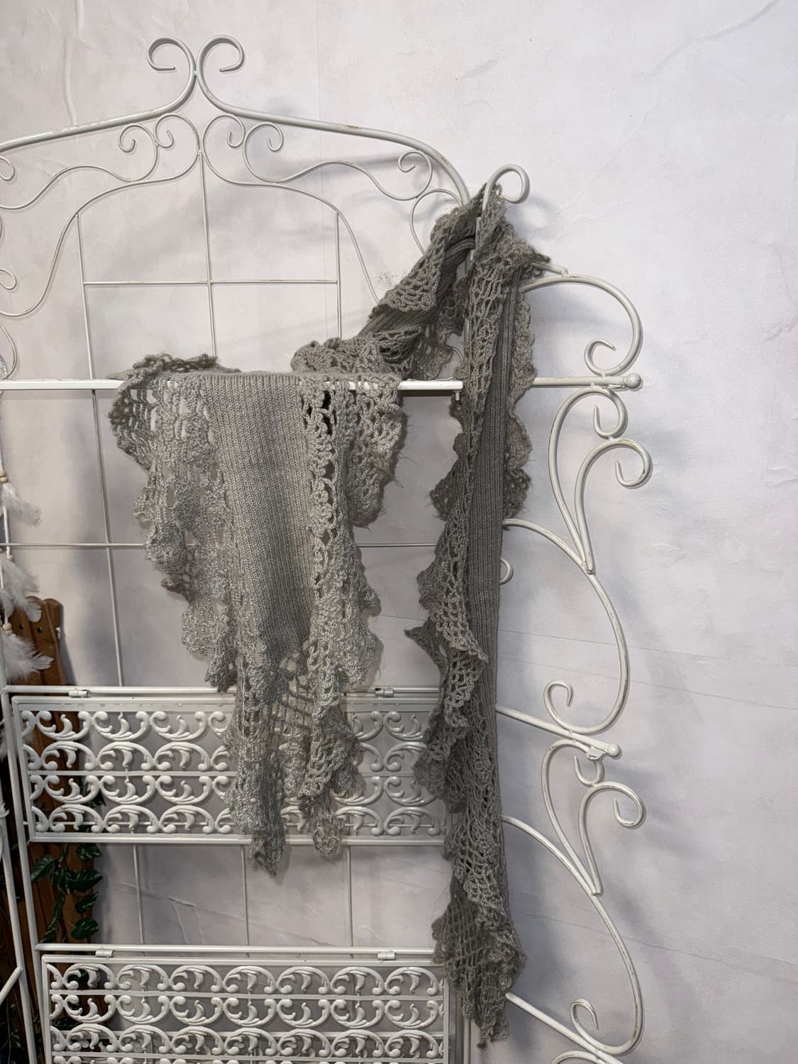 Gray grunge crochet maxi knit muffler 상품이미지2