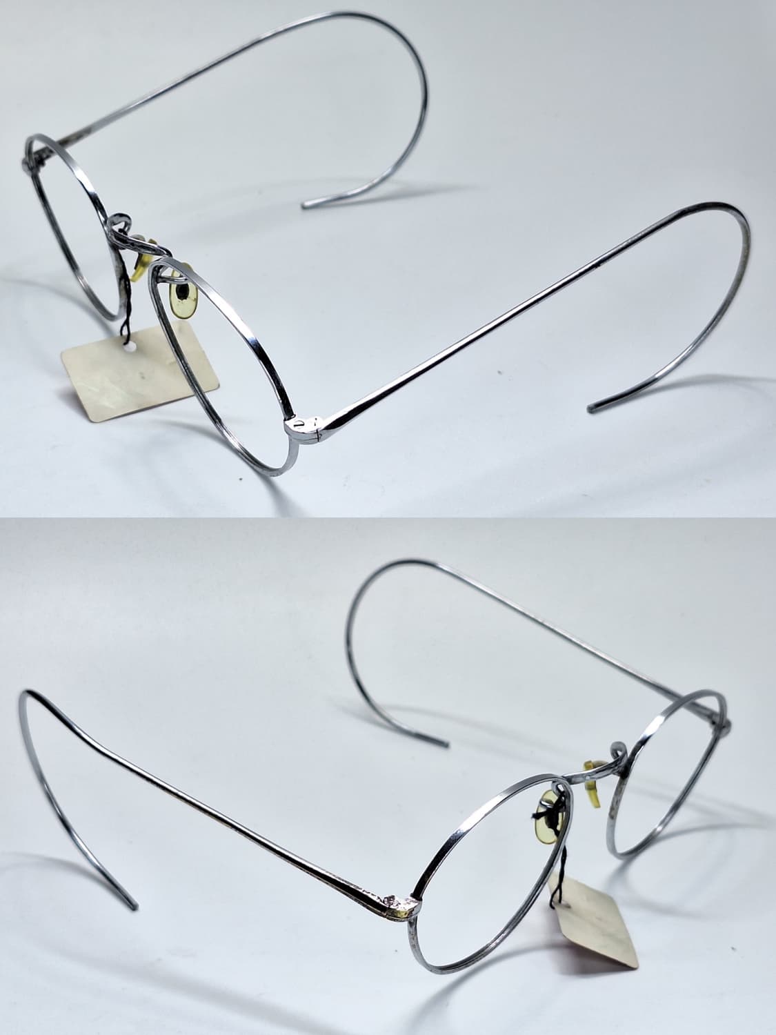 80s 일본제 빈티지 데드스톡 미사용/실버 케이블 템픅 안경테/클래식 상품이미지4